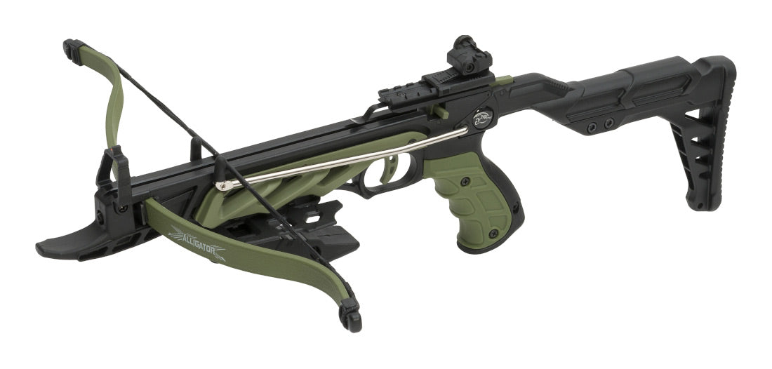 Alligator Pistolenarmbrust grün mit Schulterstütze - 80 lbs Zuggewicht