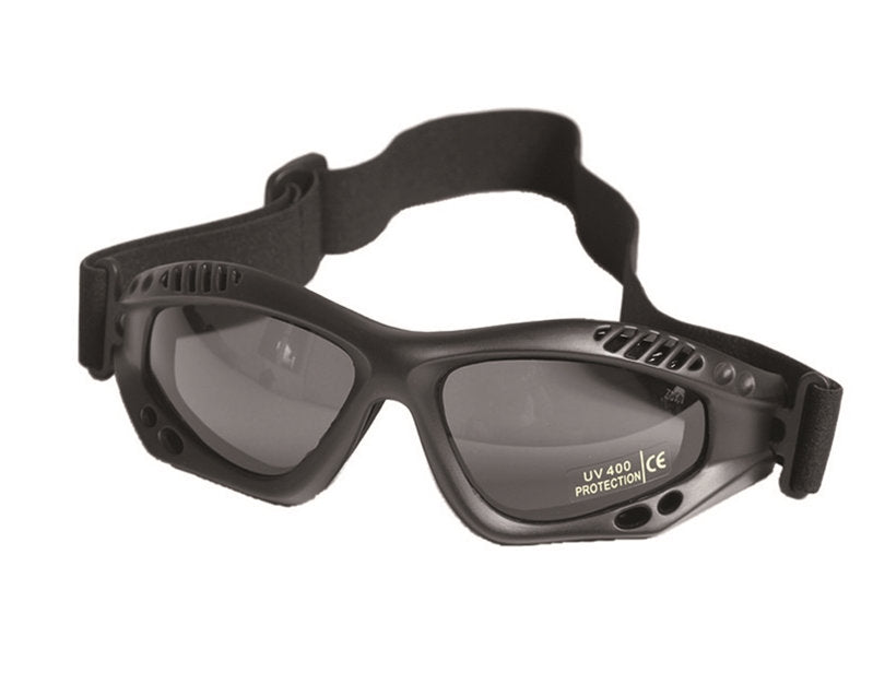 COMMANDO Brille AIR PRO Schwarz Smoke – Airsoft Schutzbrille mit Lüftungssystem