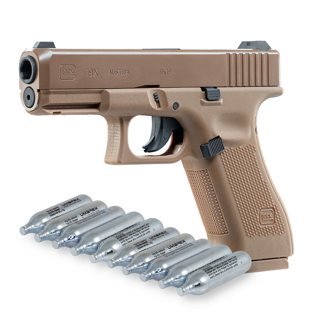 Glock 19X CO2 Luftpistole Kaliber 4,5mm - Original Lizenz und Markings - Coyote