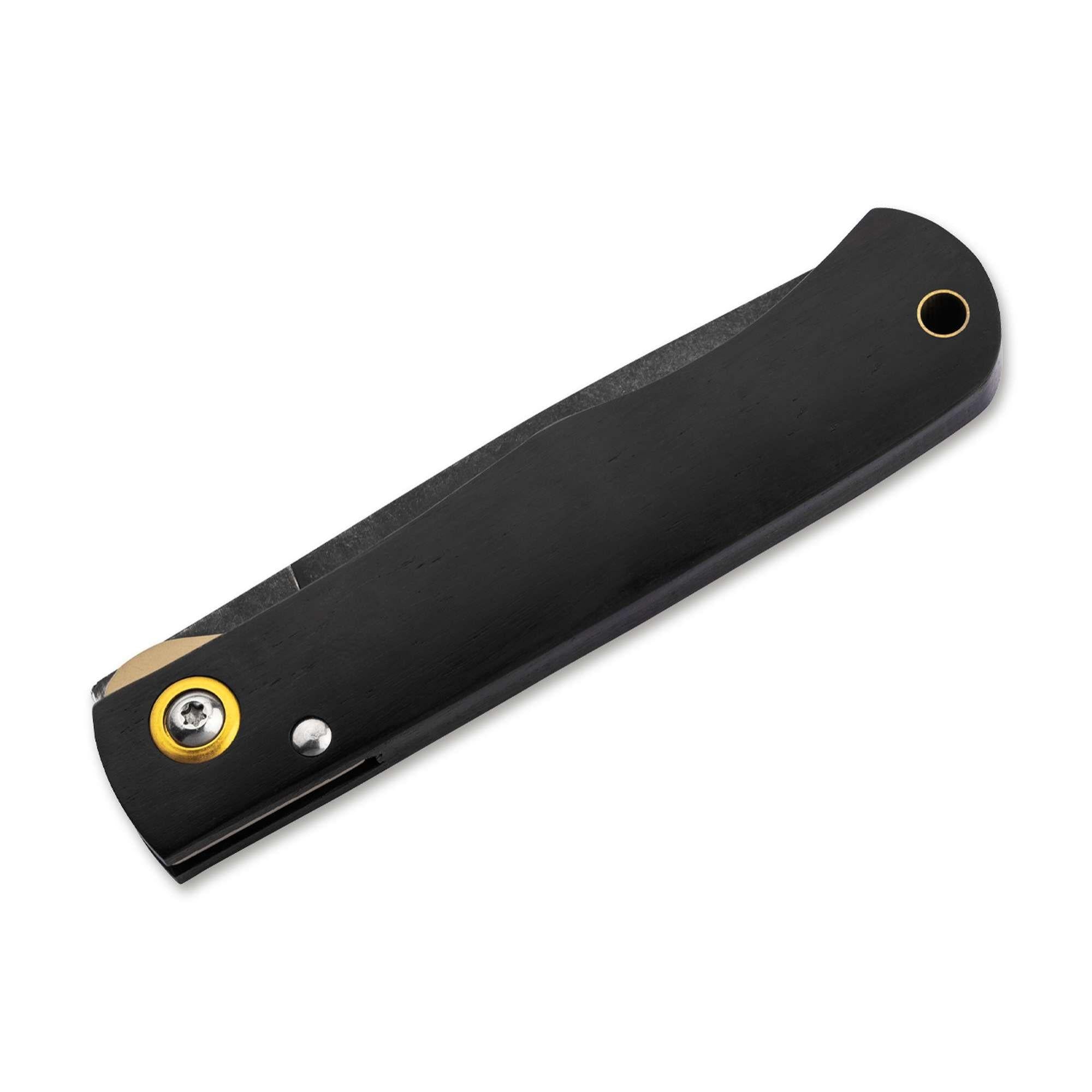 Böker Plus Rusticus Medium All Black | Taschenmesser mit Ebenholzgriff