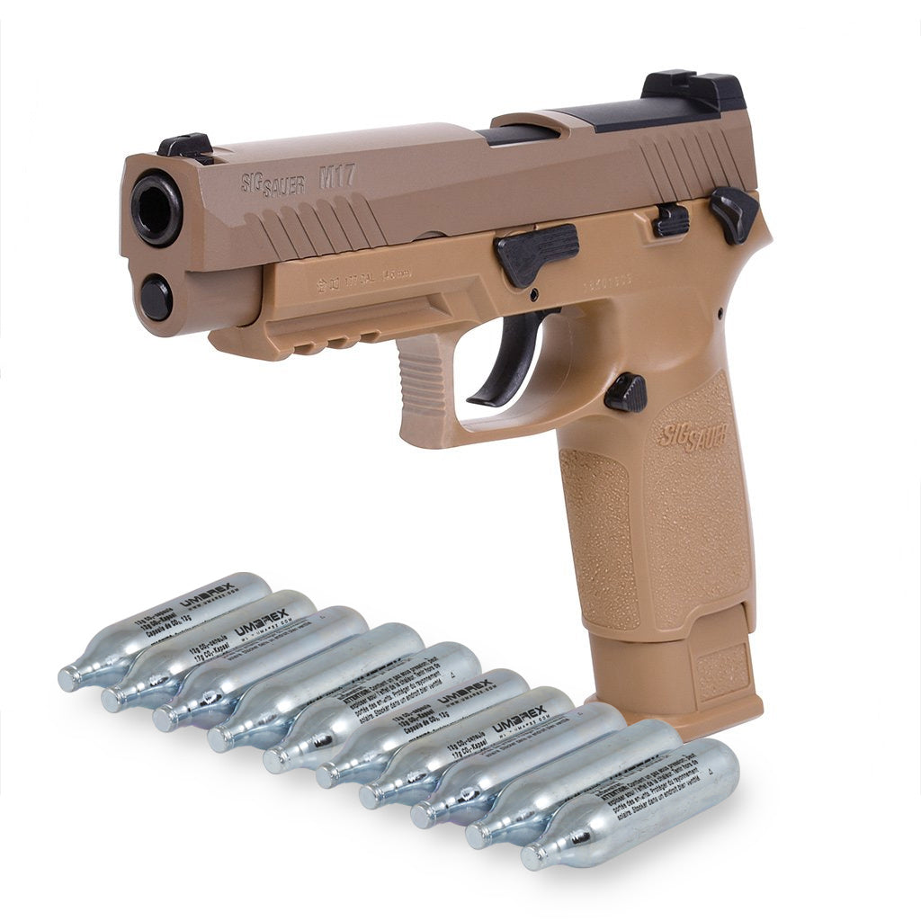 Sig Sauer P320-M17 Coyote Tan Kaliber 4,5mm CO2 Pistole Sparset +10 CO2 Kapseln