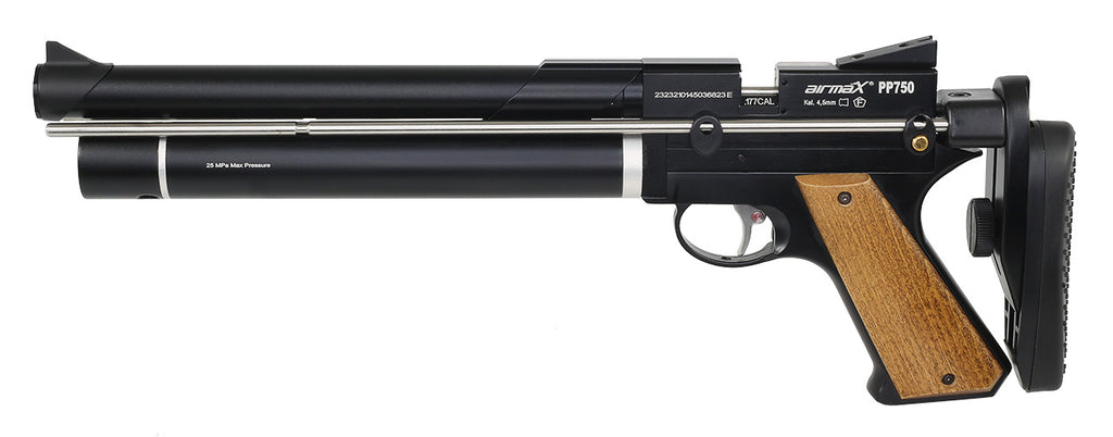 airmaX PP750 Pressluftpistole PCP 4,5mm Diabolo integrierter Schalldämpfer