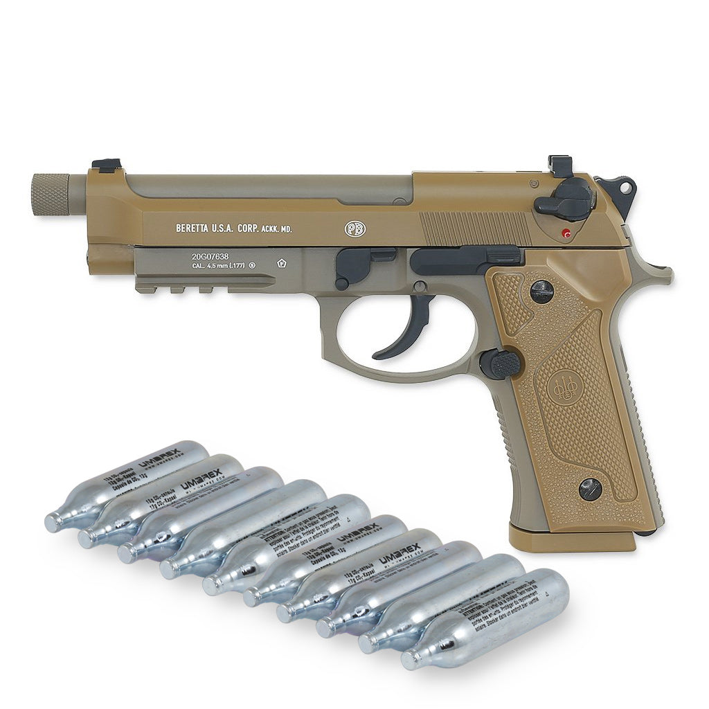 Beretta M9 A3 Vollmetall CO2 Blowback Luftpistole 4,5mm Sparset +10 CO2 Kapseln