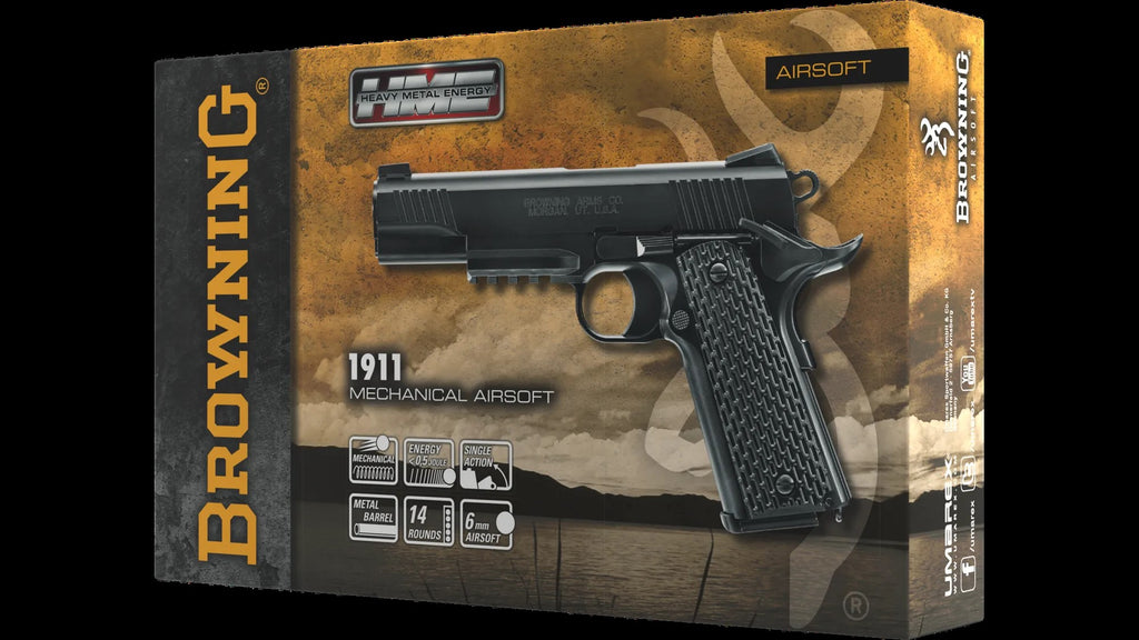 Browning 1911 HME mit Metallschlitten Federdruck Airsoft 6mm < 0,5 J