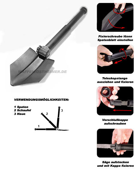 GLOCK Klappspaten / Feldspaten mit Säge