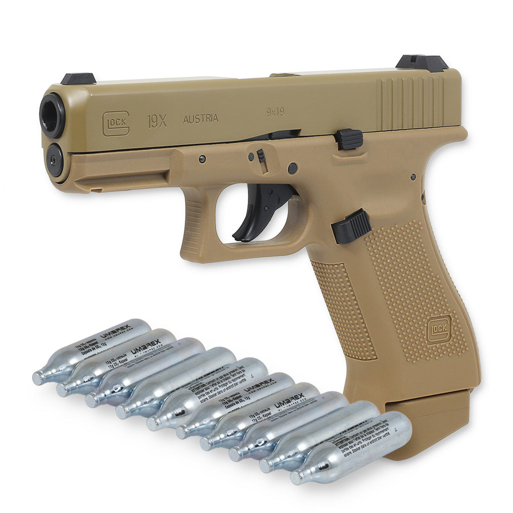 Glock 19X CO2 Blowback Airsoft 6mm BB - Coyote - IWA 2019 Neuheit 