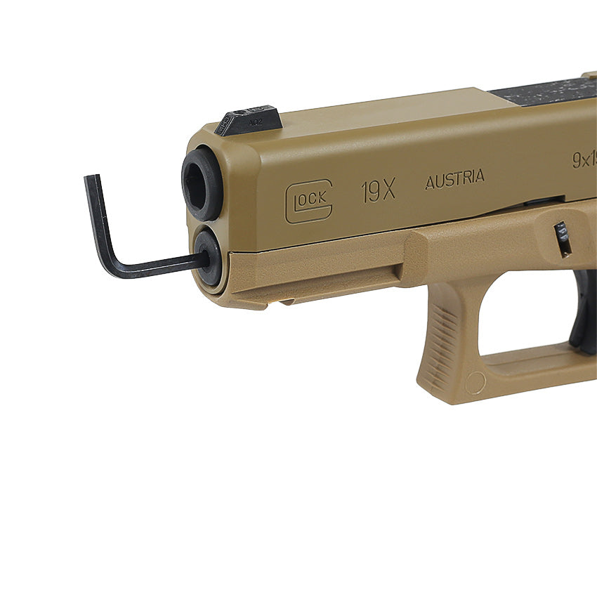 Glock 19X Gasblowback Airsoftpistole Kaliber 6mm (VFC) - Original Lizenz + Markings - HopUp Einstellung