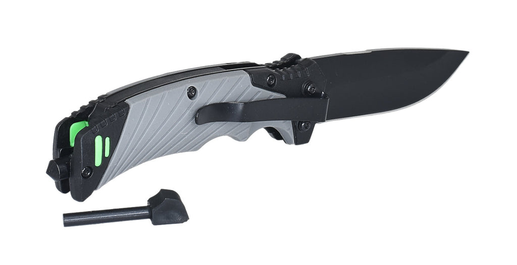 Outdoor EDC Taschenmesser "4 in 1" | Feuerstarter | Glasbrecher | Notpfeife