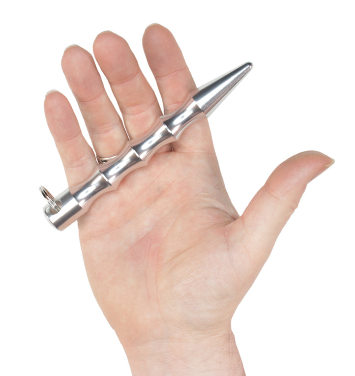 KUBOTAN / KOBUTAN Schlüsselanhänger mit Fingerrillen silber