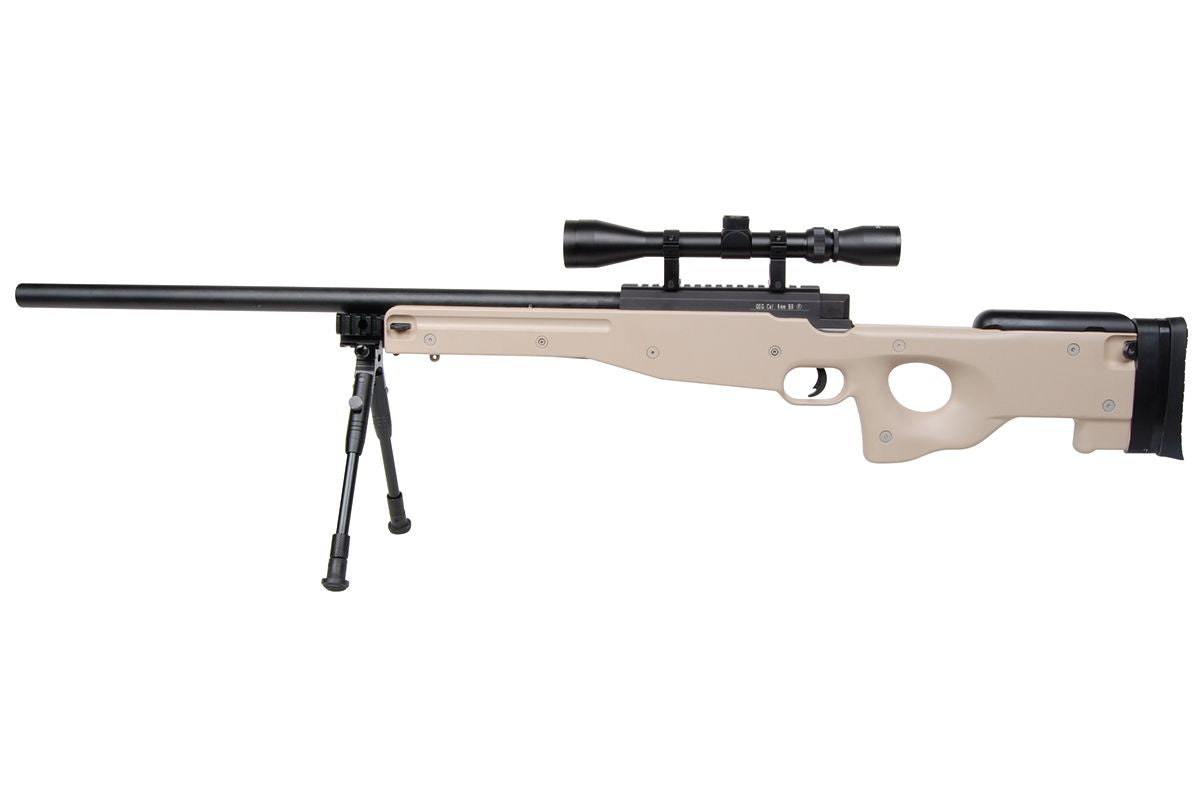 MB01 Tactical Sniper Tan - 6mm Airsoft Scharfschützengewehr - Mit Zielfernrohr & Zweibein