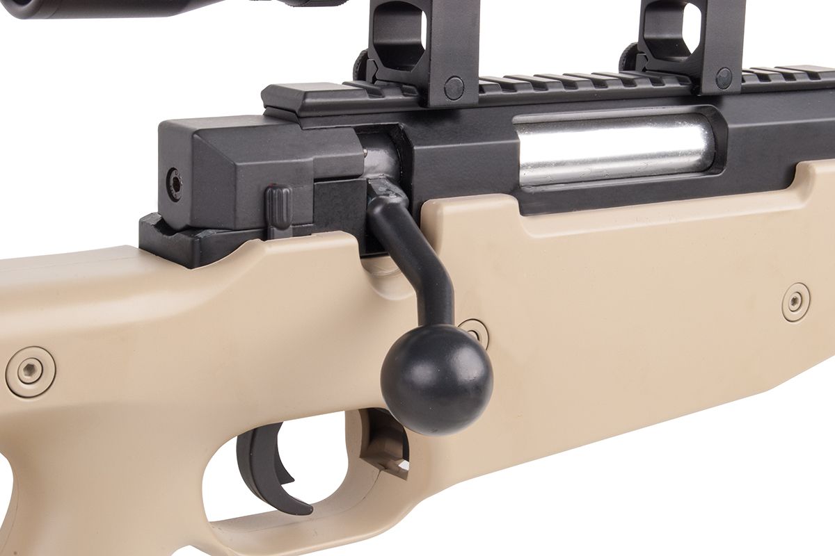 MB01 Tactical Sniper Tan - 6mm Airsoft Scharfschützengewehr - Mit Zielfernrohr & Zweibein