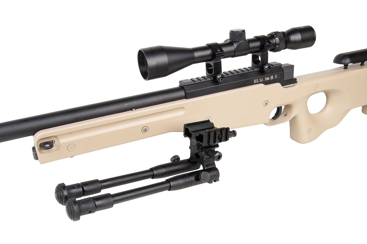 MB01 Tactical Sniper Tan - 6mm Airsoft Scharfschützengewehr - Mit Zielfernrohr & Zweibein