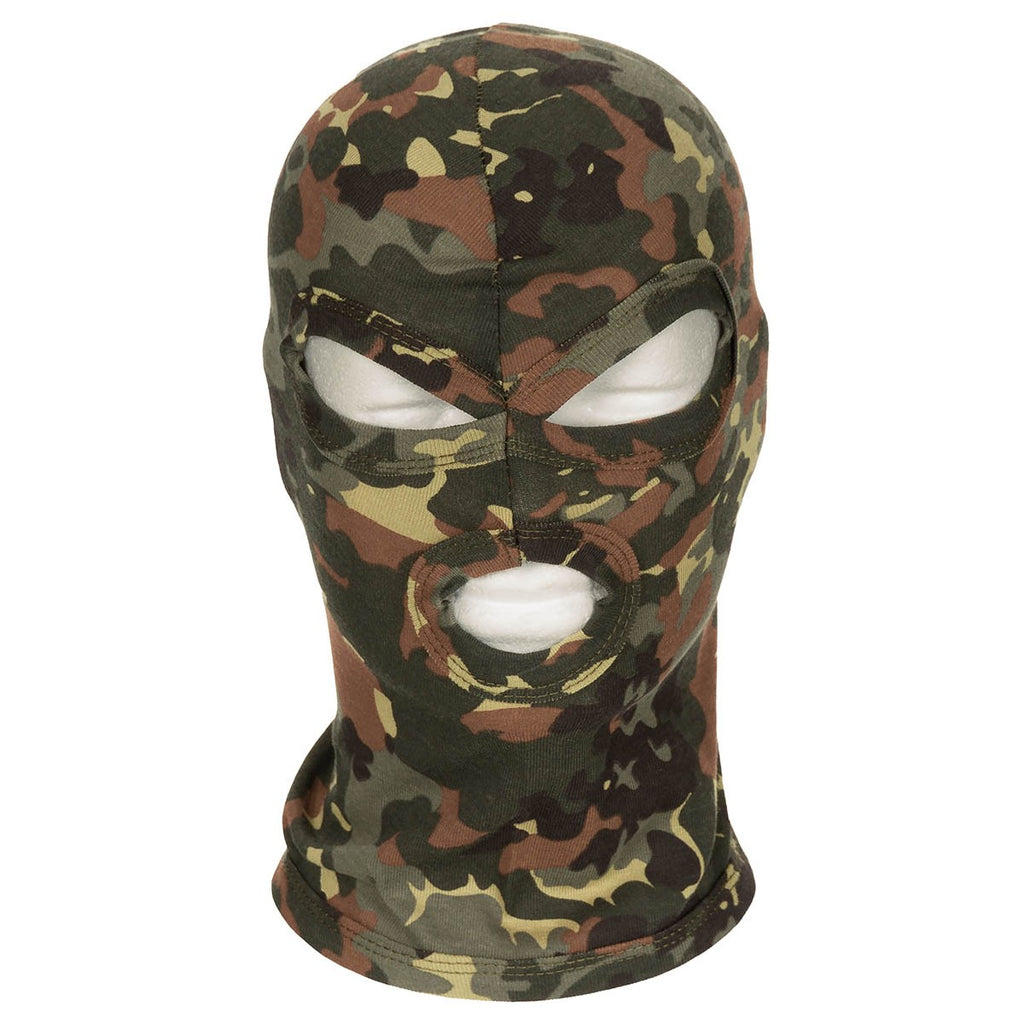 Dreiloch Kopfhaube Balaclava in den Tarnfarben Flecktarn / Woodland / AT-Digital