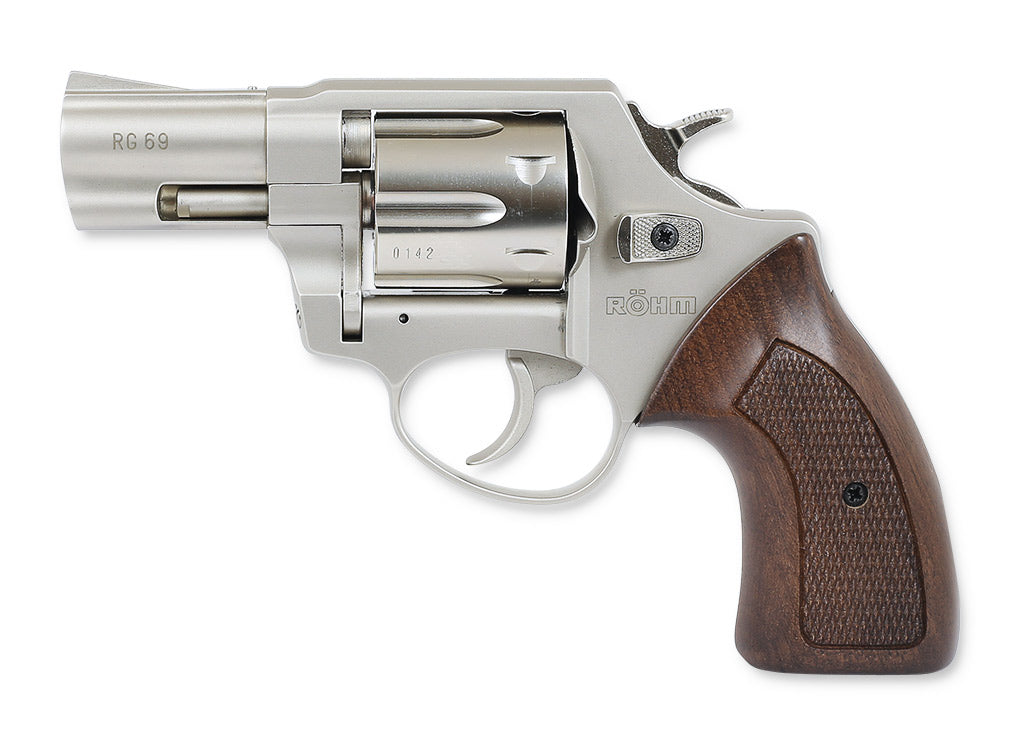 Röhm RG69 Nickel / Holzgriffschalen Schreckschuss 9mm RK