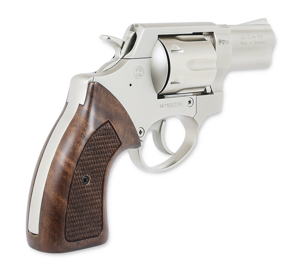 Röhm RG69 Nickel / Holzgriffschalen Schreckschuss 9mm RK