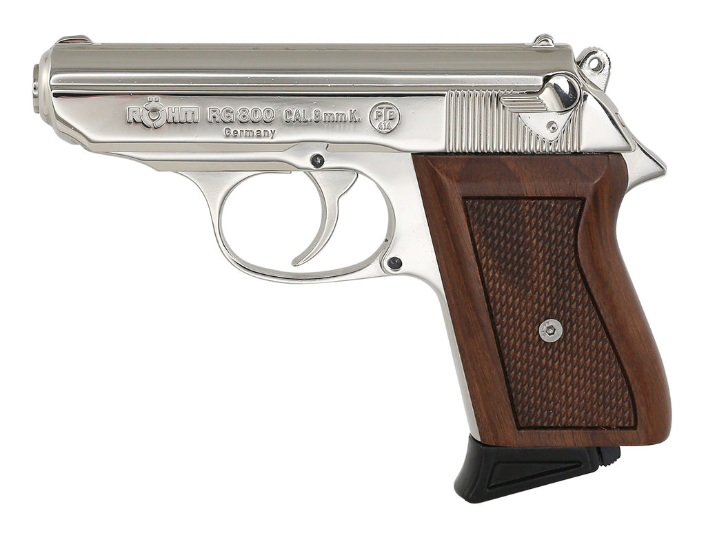 Rarität ! Röhm RG800 verchromt mit Holzgriffschalen Kaliber 8mm - VERKAUFT !