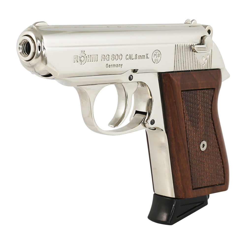 Rarität ! Röhm RG800 verchromt mit Holzgriffschalen Kaliber 8mm - VERKAUFT !