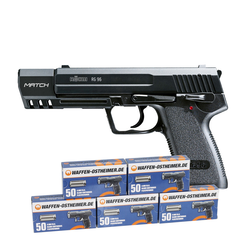 Röhm RG96 Match Schreckschusspistole 9mm PAK Sparset +250 Knallpatronen