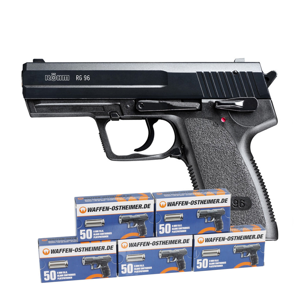 Röhm RG96 Schreckschuss Pistole 9mm PAK Sparset +250 Knallpatronen