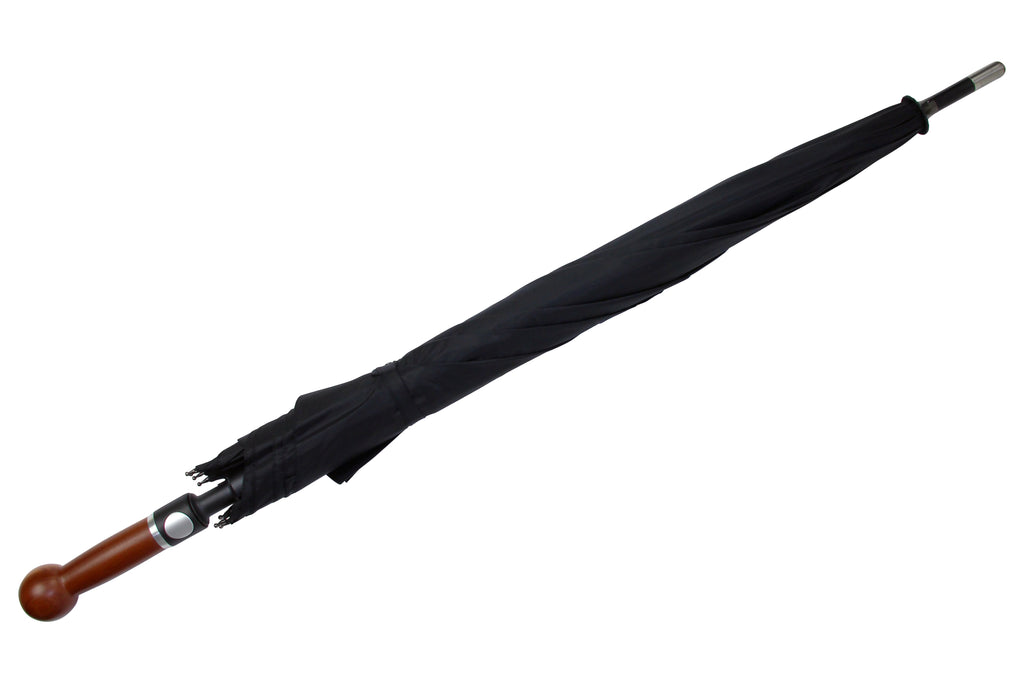 Sicherheitsregenschirm mit Nussbaumknauf und Reflektionsband