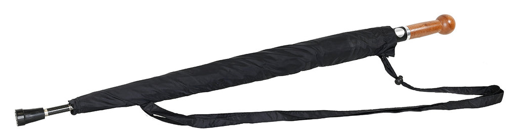 Sicherheitsregenschirm mit Nussbaumknauf und Reflektionsband