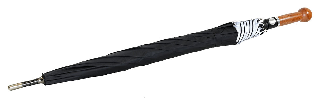 Sicherheitsregenschirm mit Nussbaumknauf und Reflektionsband