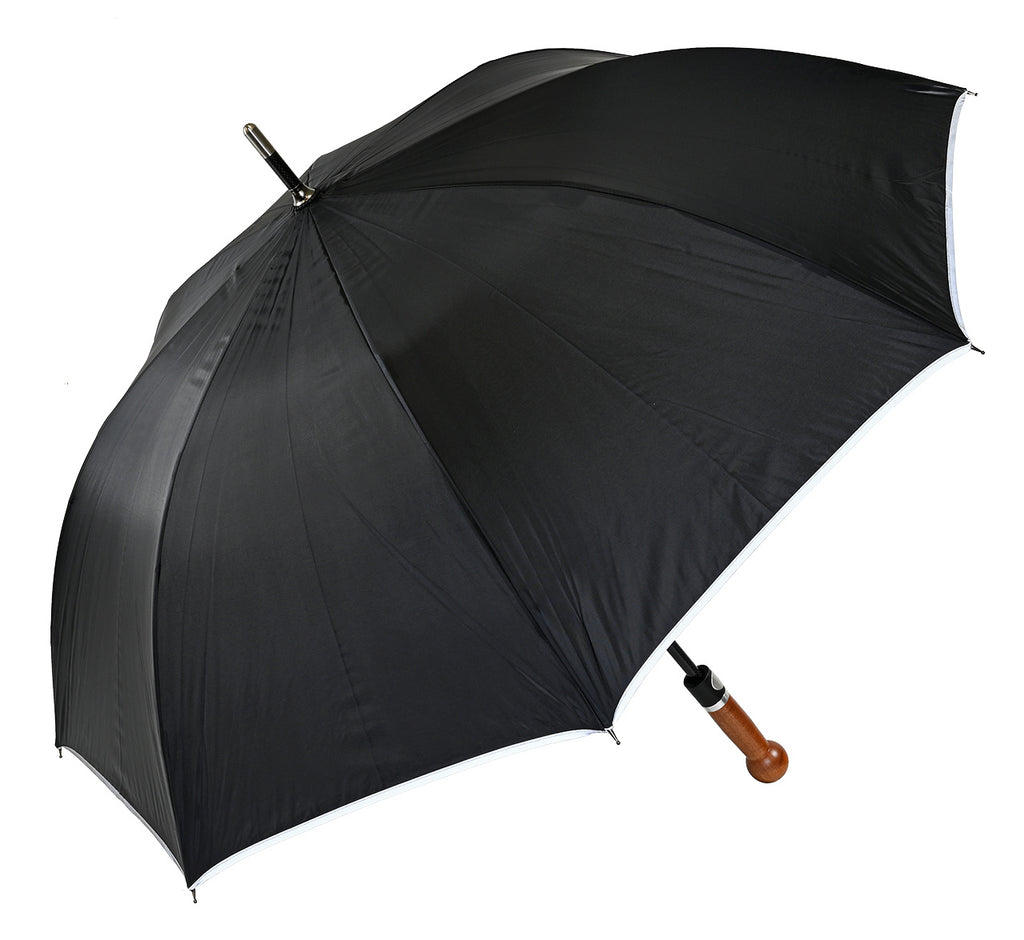 Sicherheitsregenschirm mit Nussbaumknauf und Reflektionsband