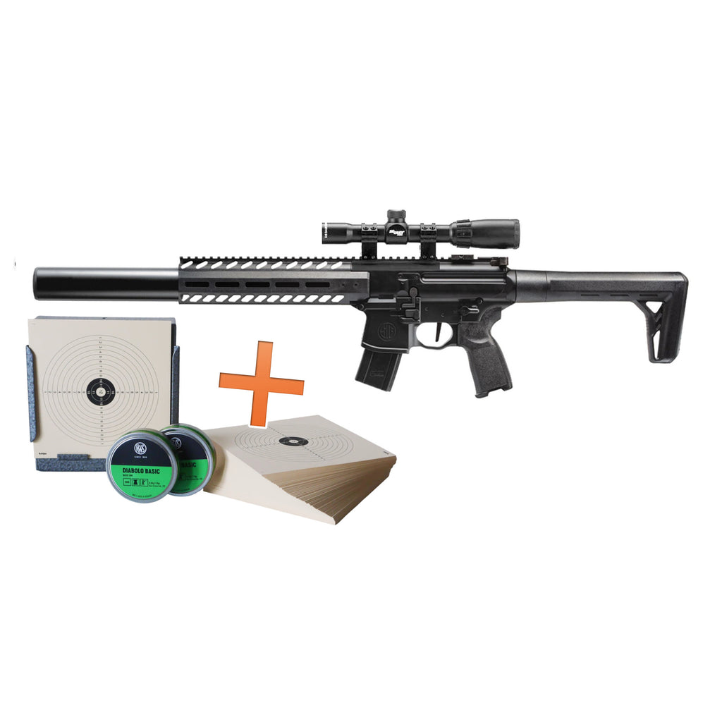 Sig Sauer MCX GEN2 CO2 Luftgewehr 4,5mm Diabolos inkl. 1-4x24 Zielfernrohr Kugelfangest