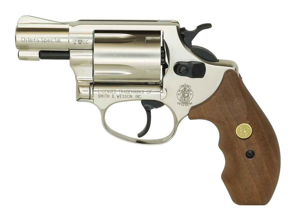 Smith & Wesson Chiefs Special Schreckschuss Revolver Vernickelt mit Echtholzgriffschalen