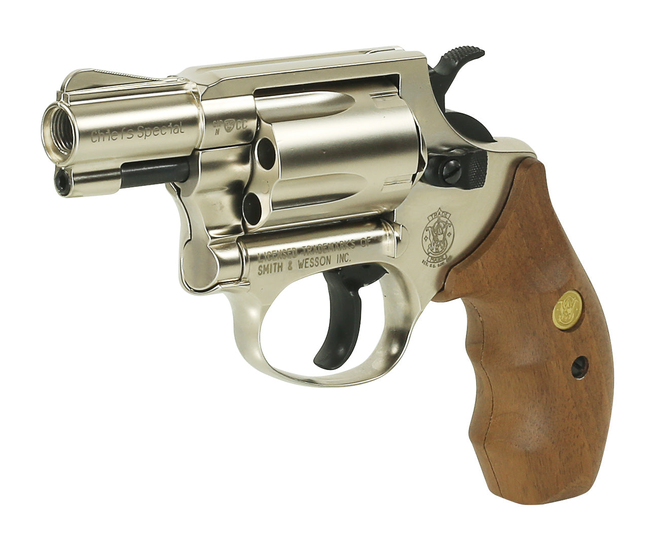 Smith & Wesson Chiefs Special Schreckschuss Revolver Vernickelt mit Echtholzgriffschalen