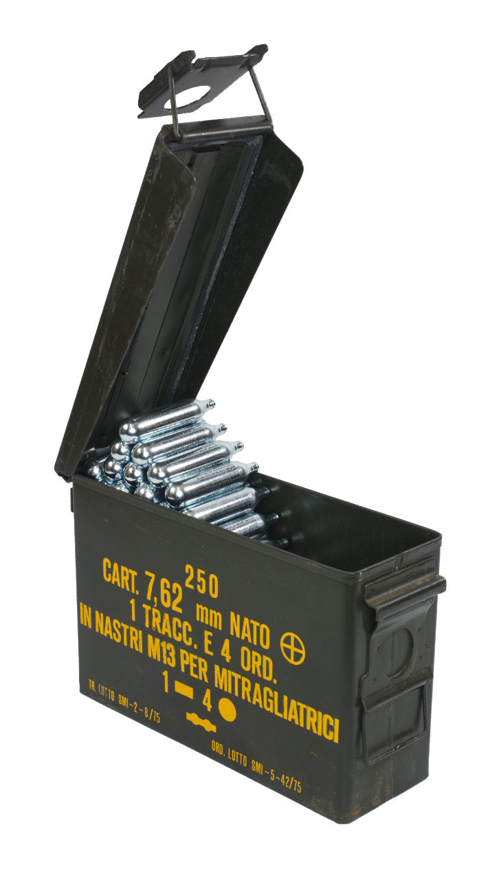 US Munitionskiste mit 100 Stück 12g CO2 Kapseln SET