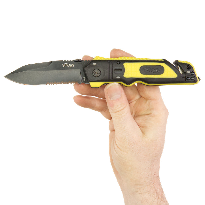 Walther Rescue Knife Rettungsmesser schwarz-gelber Griff