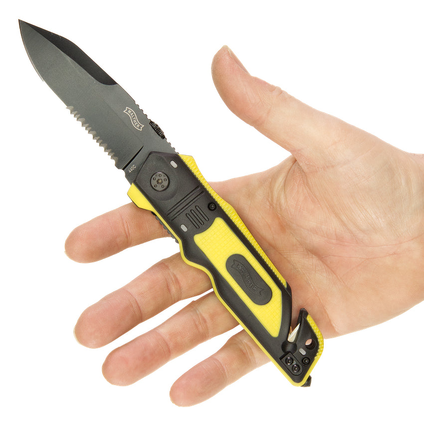 Walther Rescue Knife Rettungsmesser schwarz-gelber Griff