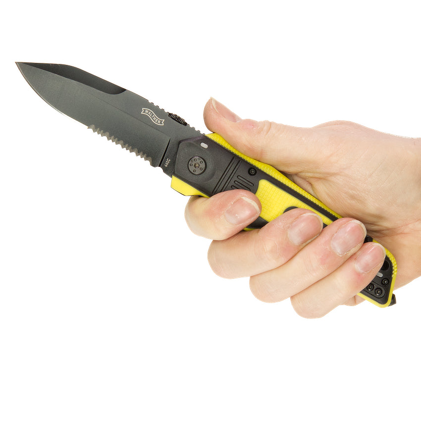Walther Rescue Knife Rettungsmesser schwarz-gelber Griff