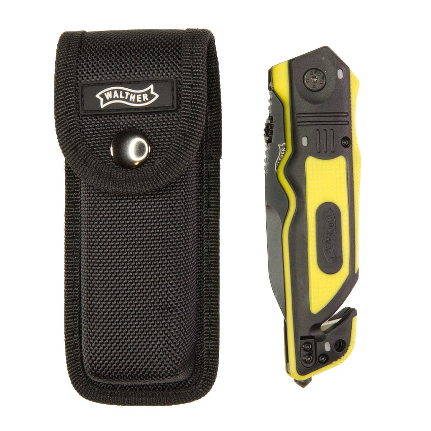 Walther Rescue Knife Rettungsmesser schwarz-gelber Griff