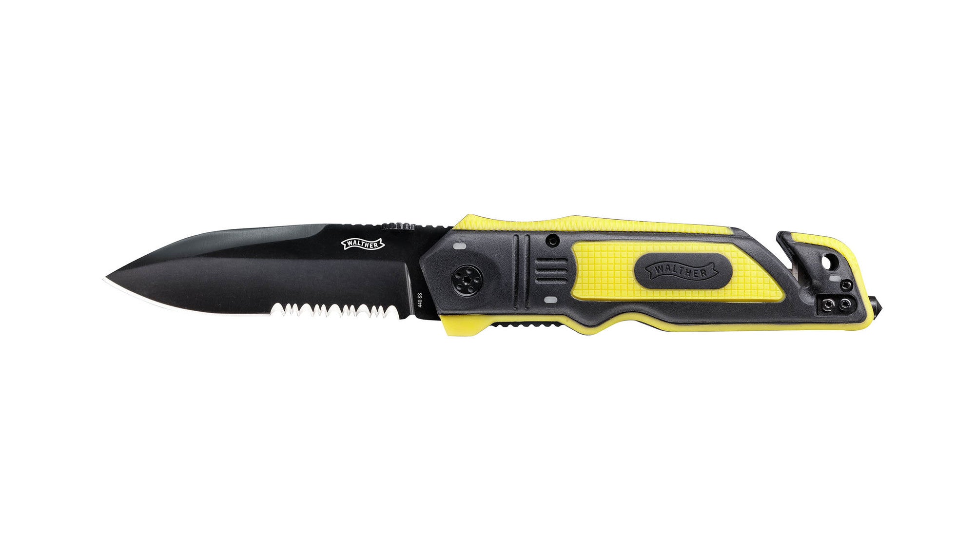Walther Rescue Knife Rettungsmesser schwarz-gelber Griff