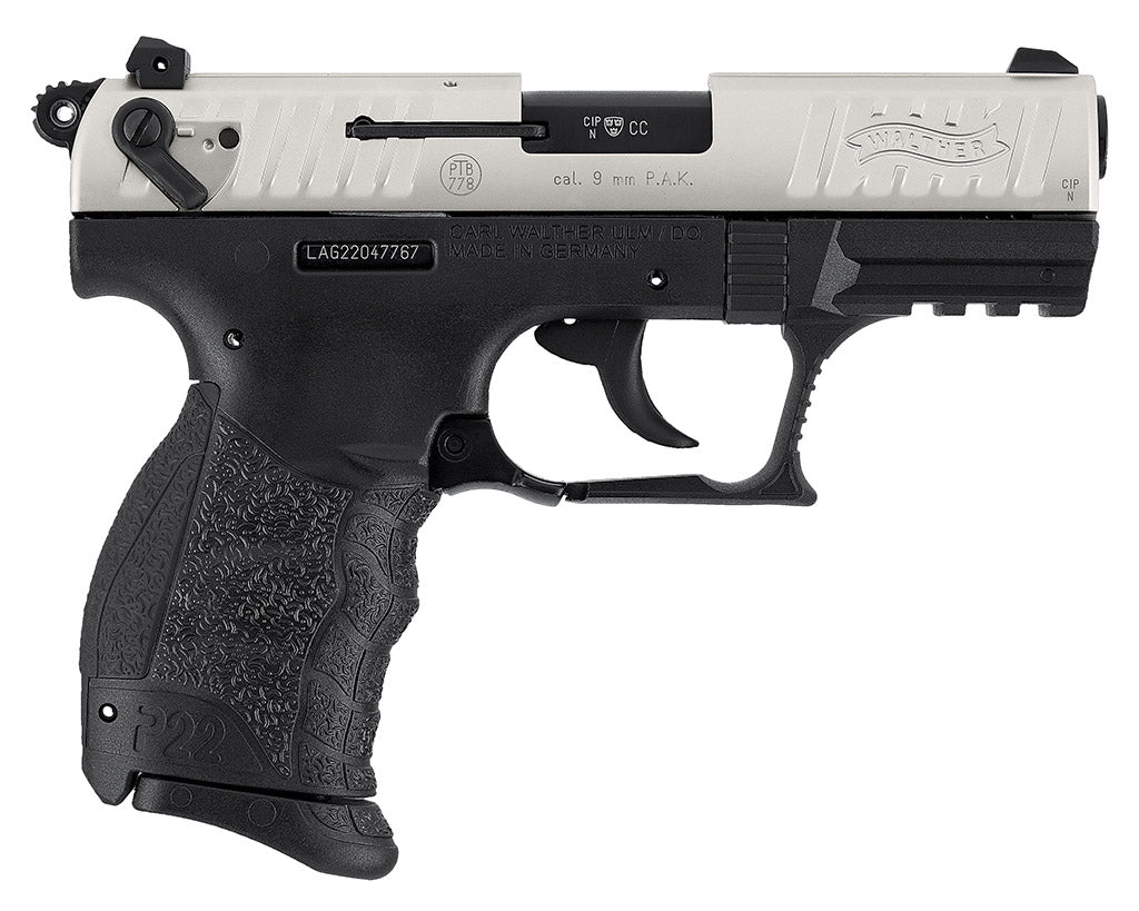 Walther P22Q Nickel Schreckschuss 9mm PAK - Mit Wechselgriffrücken