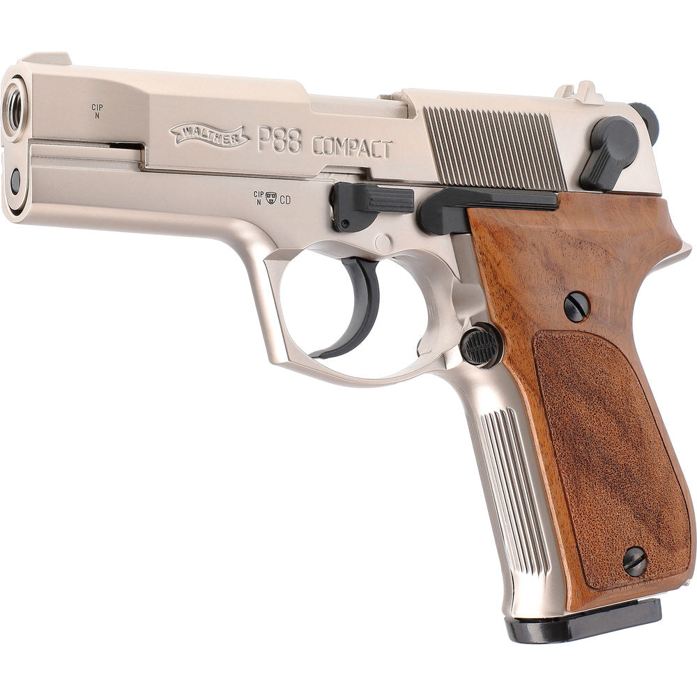 Walther P88 Mattvernickelt / Holzgriff Schreckschuss 9mm PAK