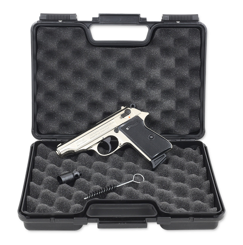 Walther PP polished chrome Schreckschuss Pistole 9mm PAK Koffer