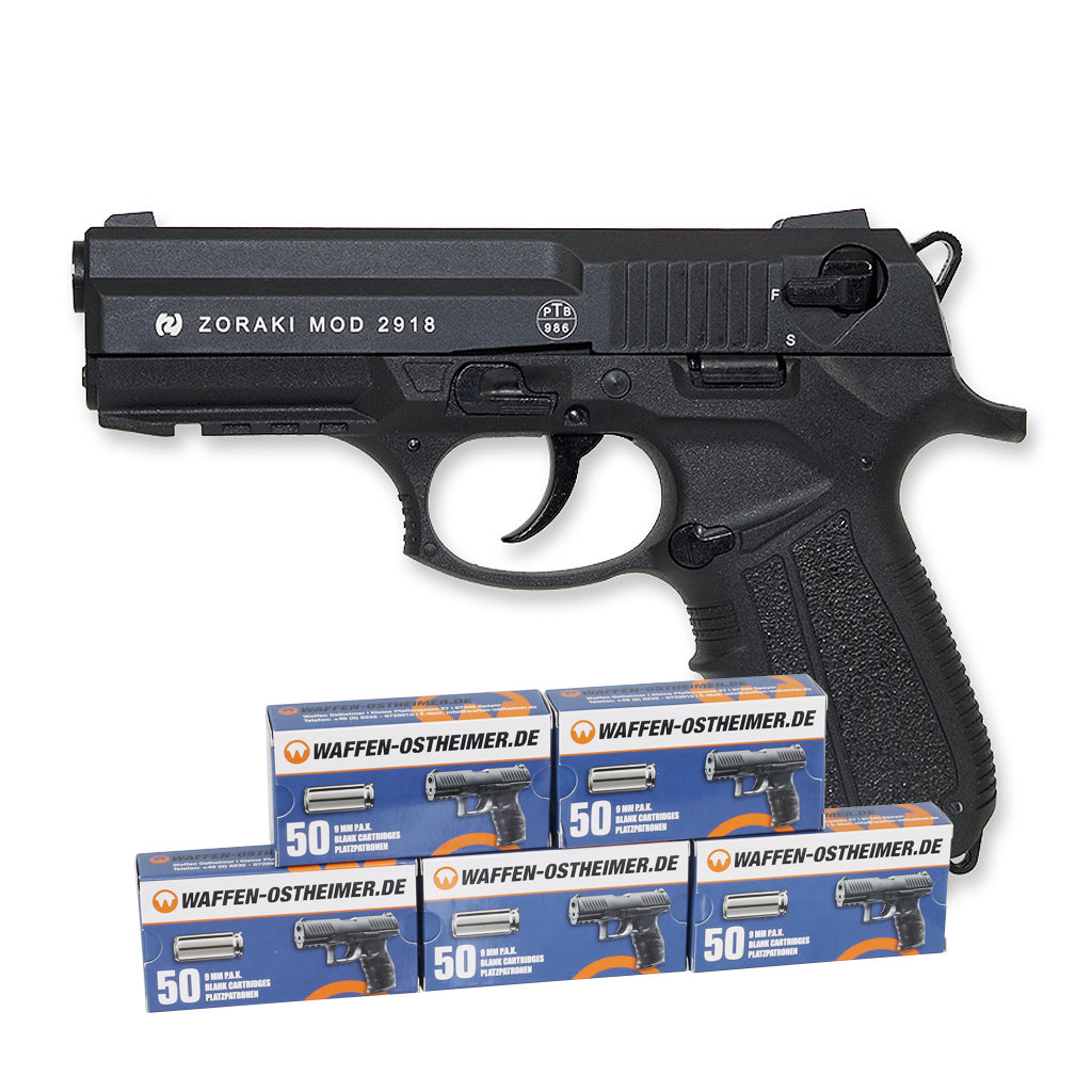 Zoraki 2918 Schwarz Schreckschuss 9mm PAK +250 Knallpatronen SET