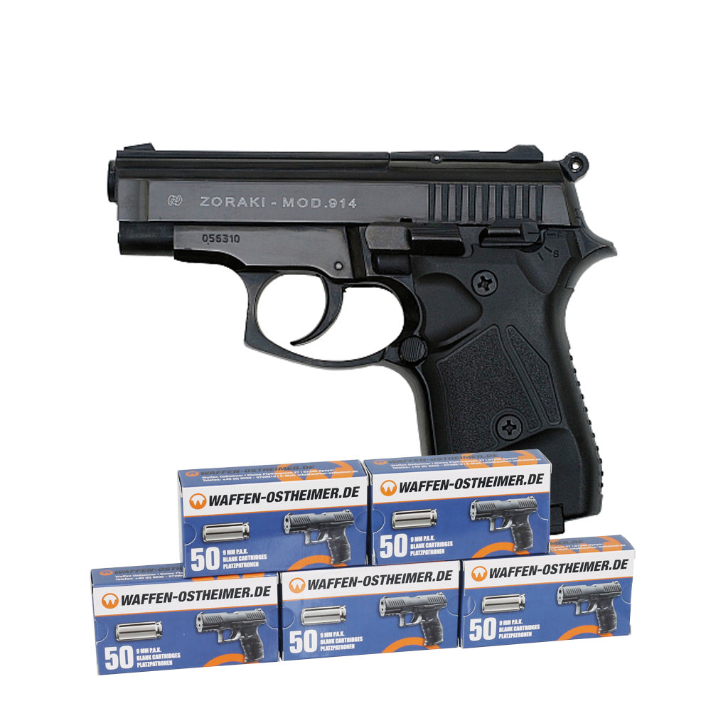 Zoraki 914 schwarz Schreckschuss 9mm PAK Sparset +250 Knallpatronen